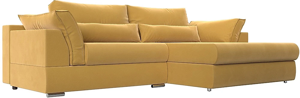 Угловой диван с правым углом Пекин Вельвет Еллоу
