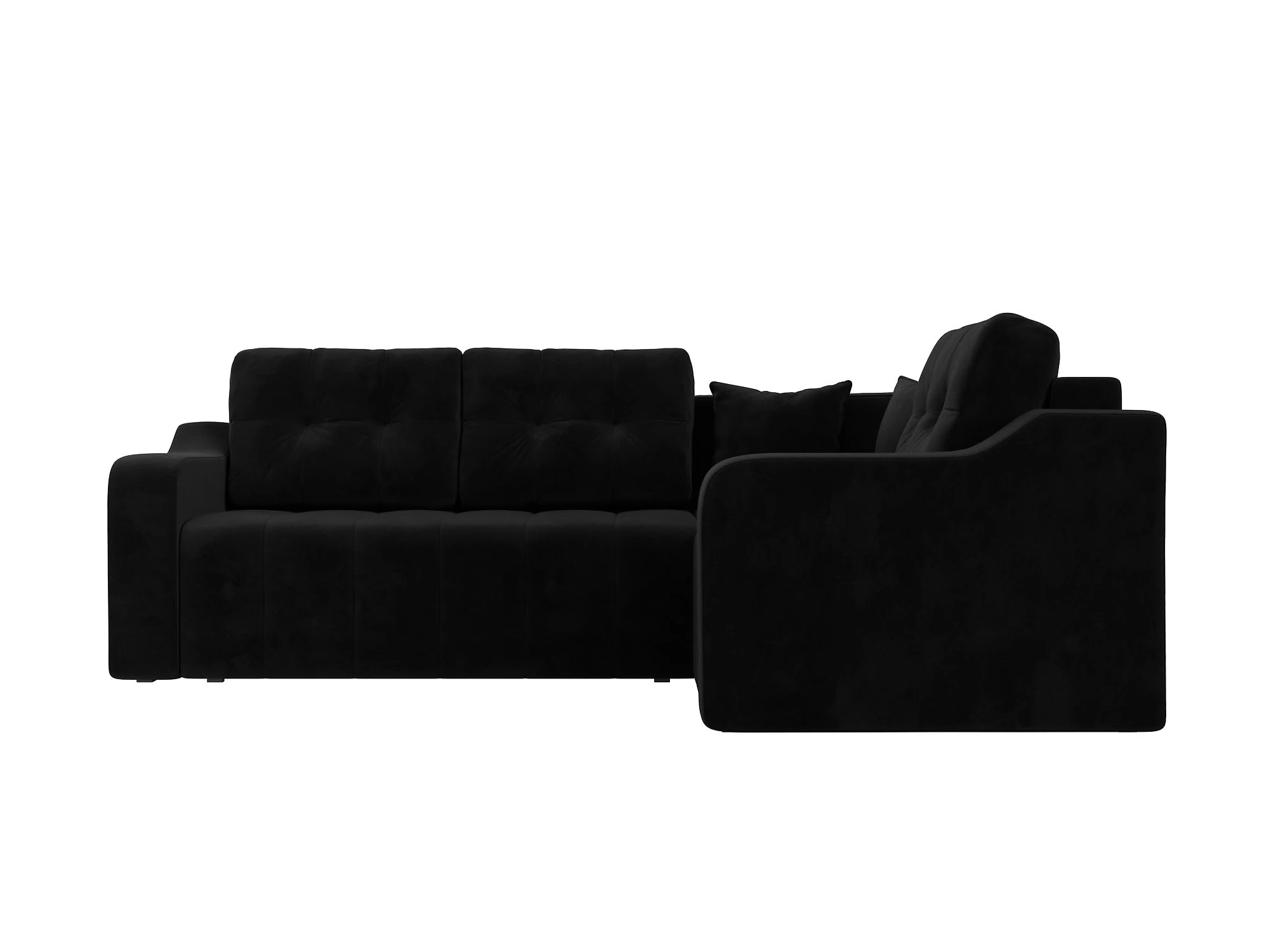 Чёрный угловой диван Кембридж Плюш Дизайн 8