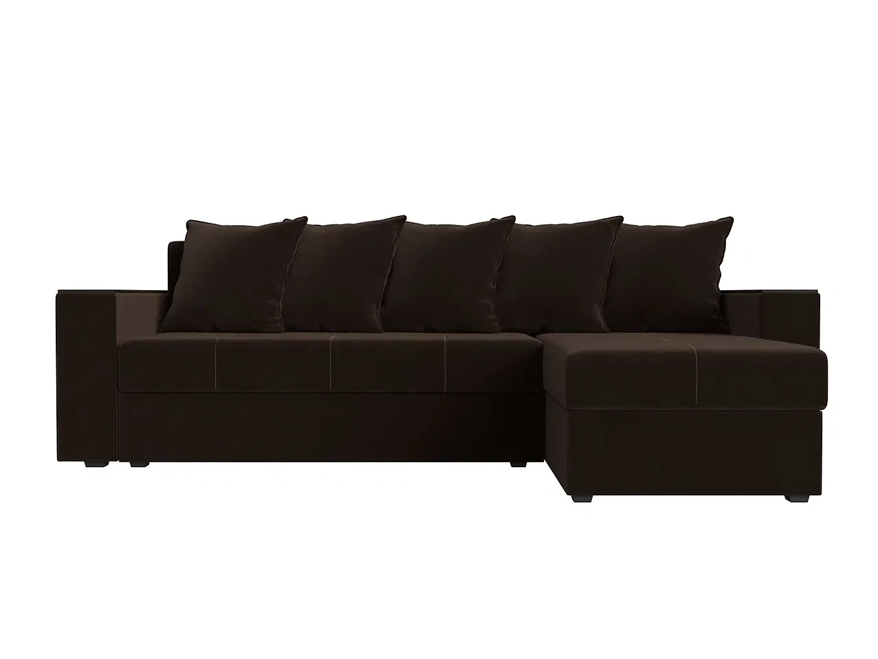 Угловой диван из комбинированного материала Дубай Лайт Вельвет Браун