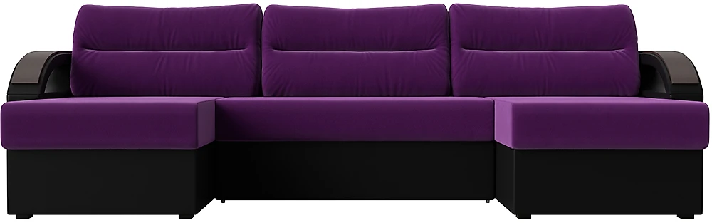 Угловой диван для гостиной Форсайт Вельвет Микс Фиолет-Блэк