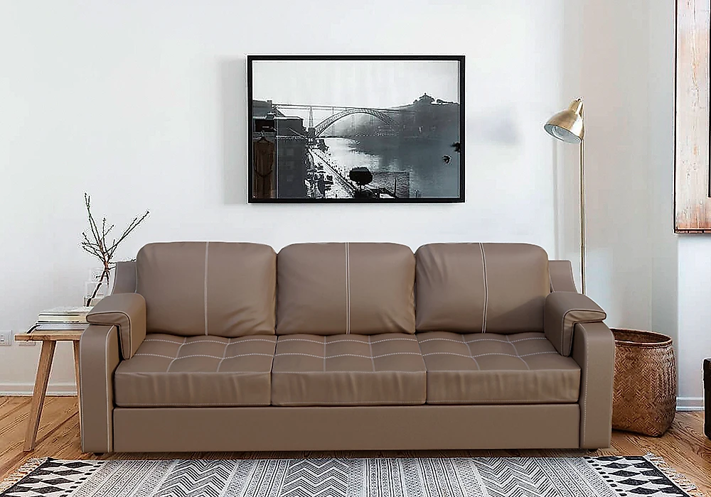 Прямой кожаный диван Берета Дизайн 1 кожаный