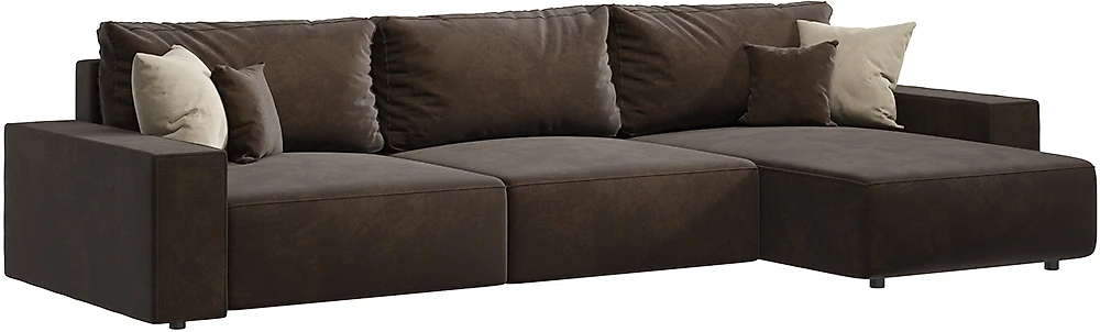 Угловой диван из ткани антикоготь King (Сиэтл) Плюш Браун