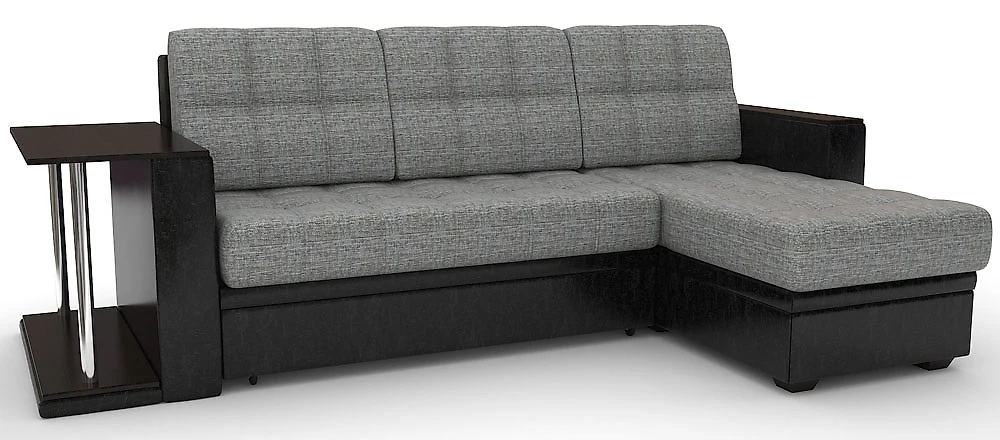 Угловой диван с подлокотниками Атланта-эконом Грей Блэк со столиком