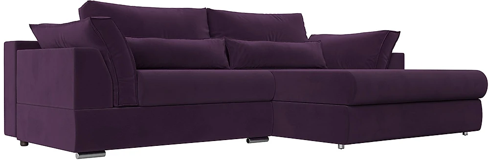 Угловой диван с независимым пружинным блоком Пекин Велюр Фиолет