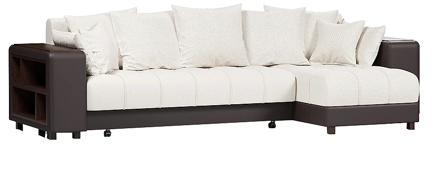 Угловой диван с независимым пружинным блоком Дубай Вайт Блэк