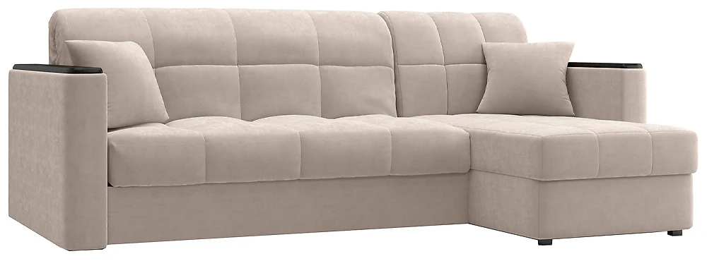Угловой диван со съемным чехлом Неаполь Плюш Беж