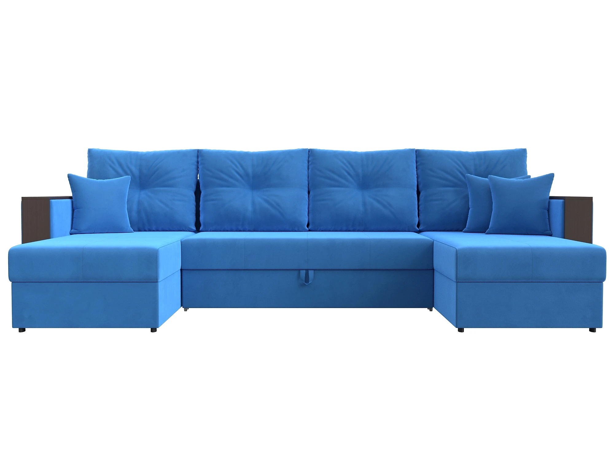 Угловой диван голубой Валенсия-П Плюш Дизайн 3