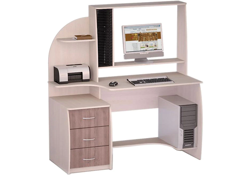Компьютерный стол с надстройкой и шкафчиками Роберт-19