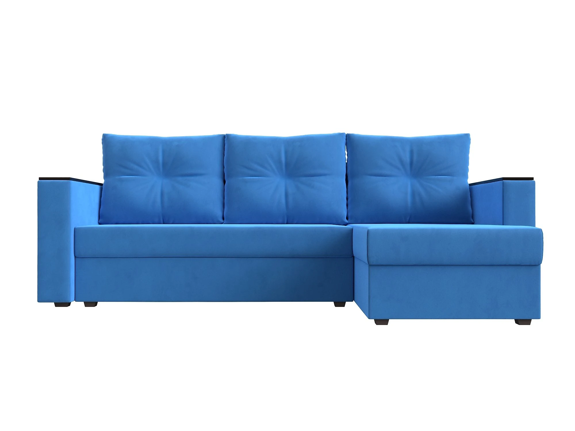 Узкий угловой диван Атланта Лайт Плюш без стола Дизайн 3