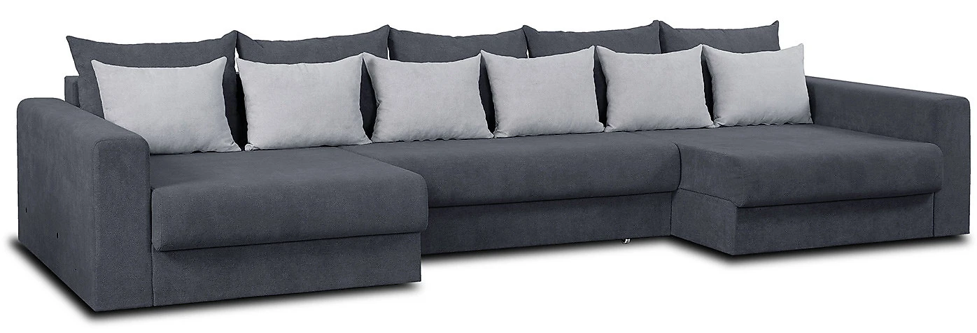 Угловой диван с подушками Модена-7 Плюш Графит